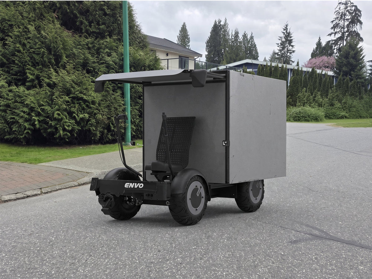 ENVO QC21 electric cargo quadricycle in a lifestyle setting