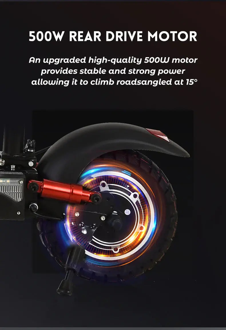 KUGOO M4 Pro 500W Electric Scooter Canada front wheel detail
