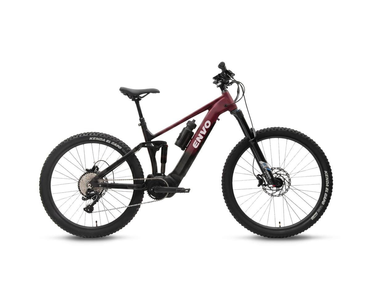 ENVO M50 electric mountain bike in red, side profile