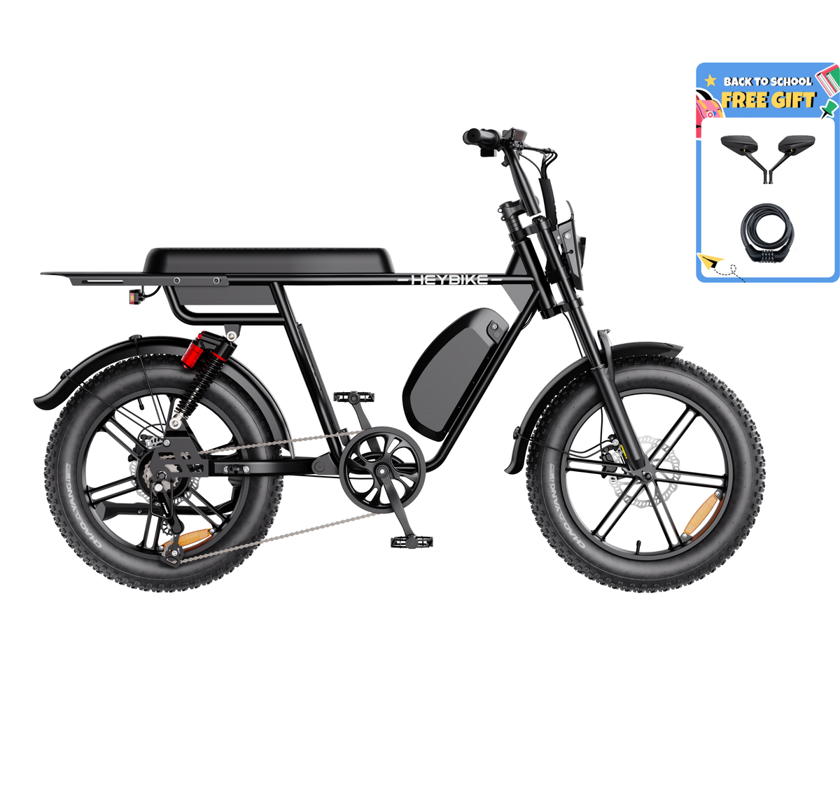Heybike Saturn electric bike in Leather Black, single or dual battery, Canada