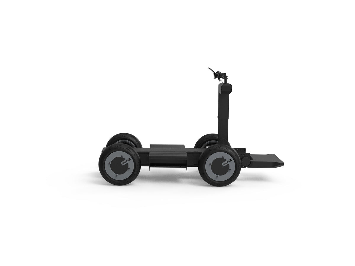 ENVO UP20 ride-on electric transporter platform right side profile with flat deck and four wheels