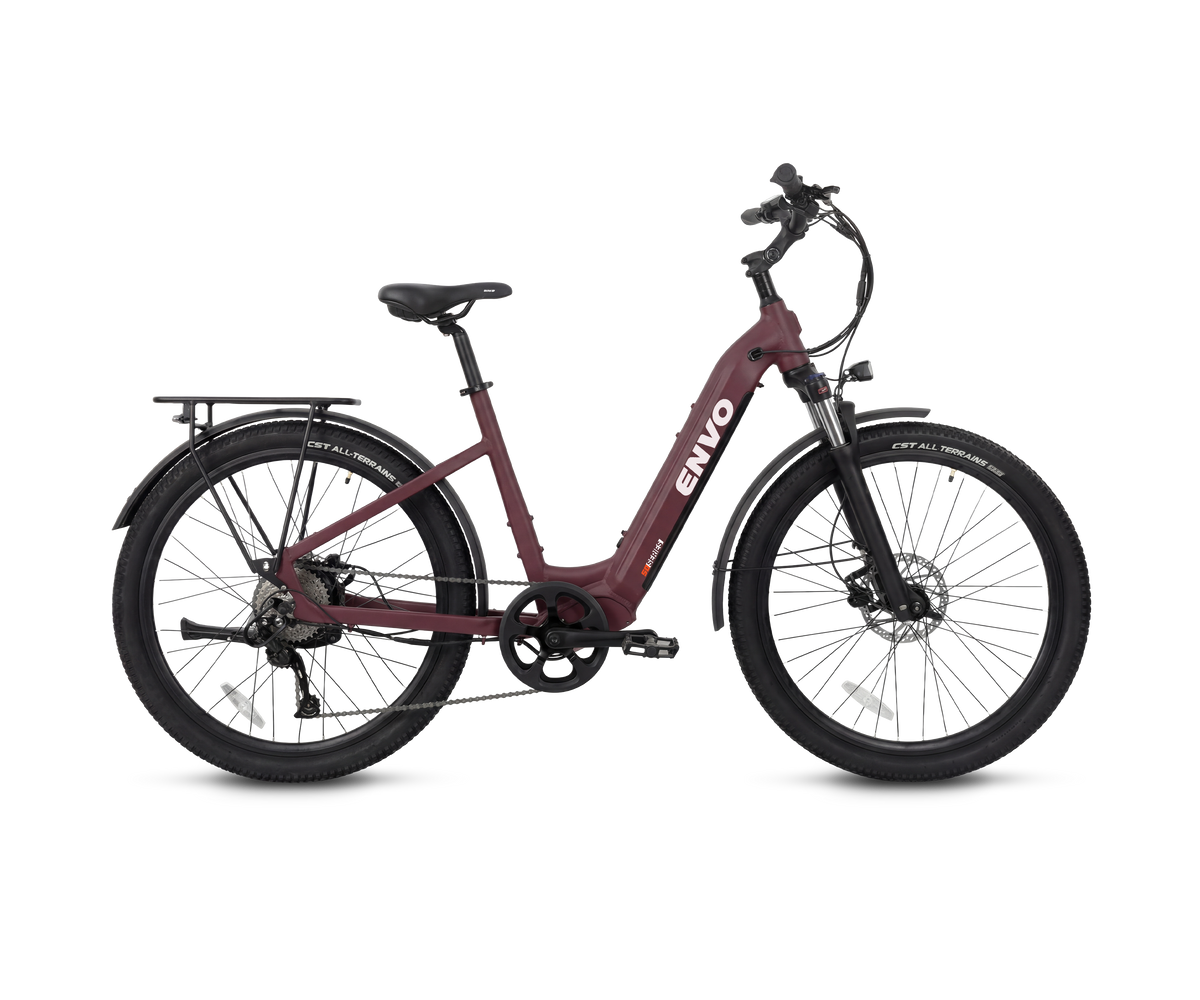 ENVO ST50 electric bike, maroon finish