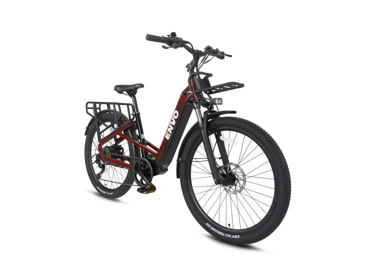 ENVO X50 electric bike, front carrier and cockpit detail