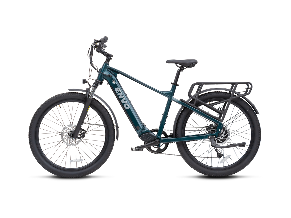 ENVO D50 electric bike, left side with rear rack and fenders