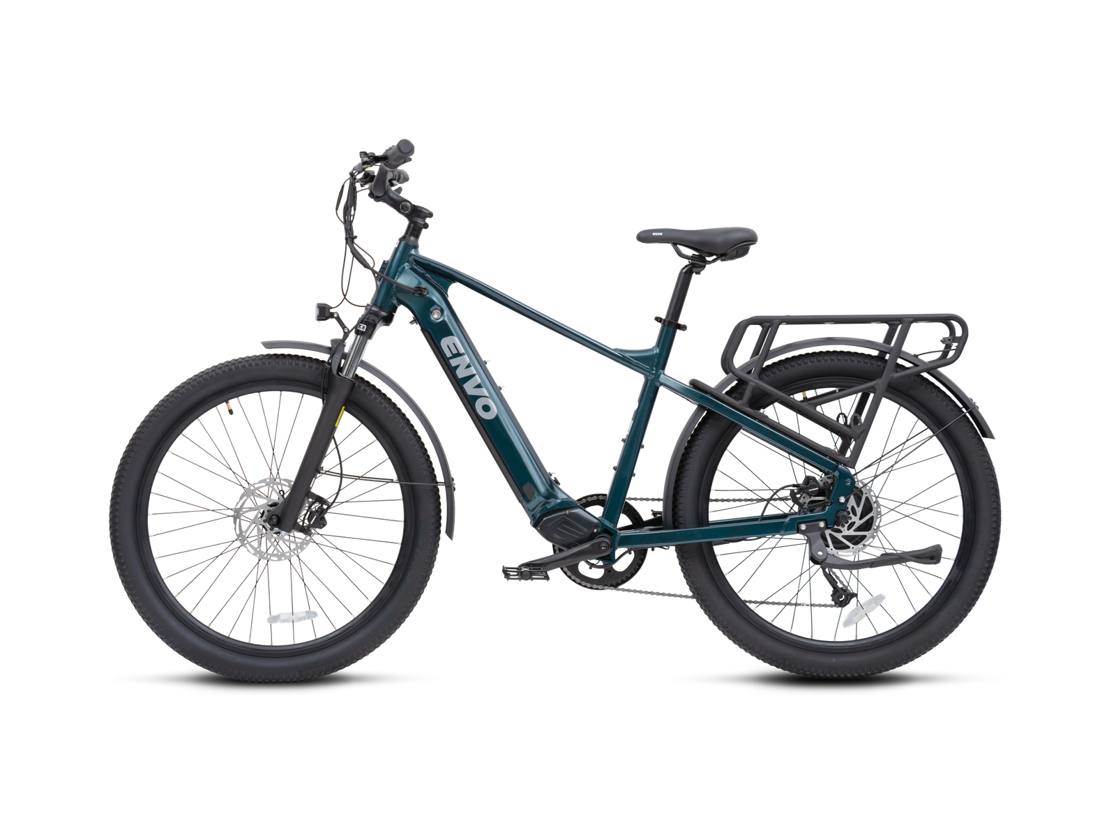 ENVO D50 electric bike, left side with rear rack and fenders