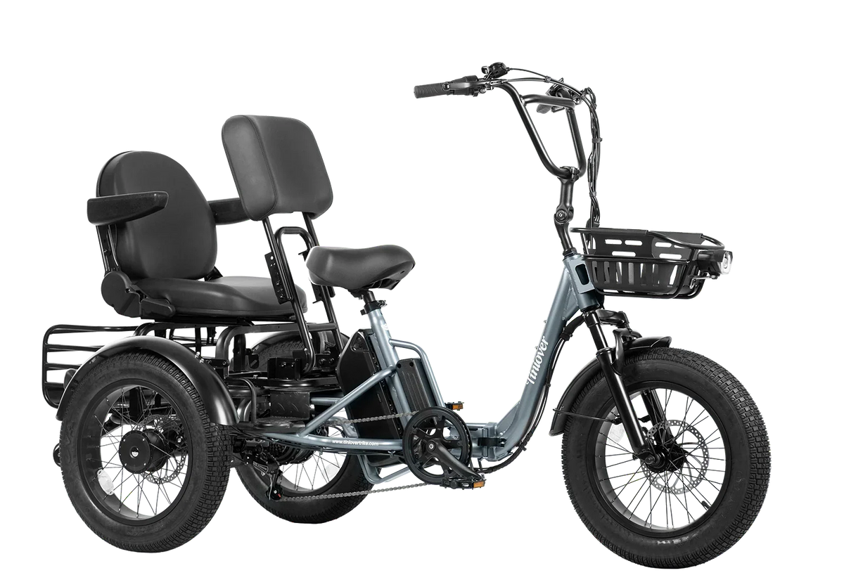 Tiniover Creek grey electric trike with rear passenger seat configuration