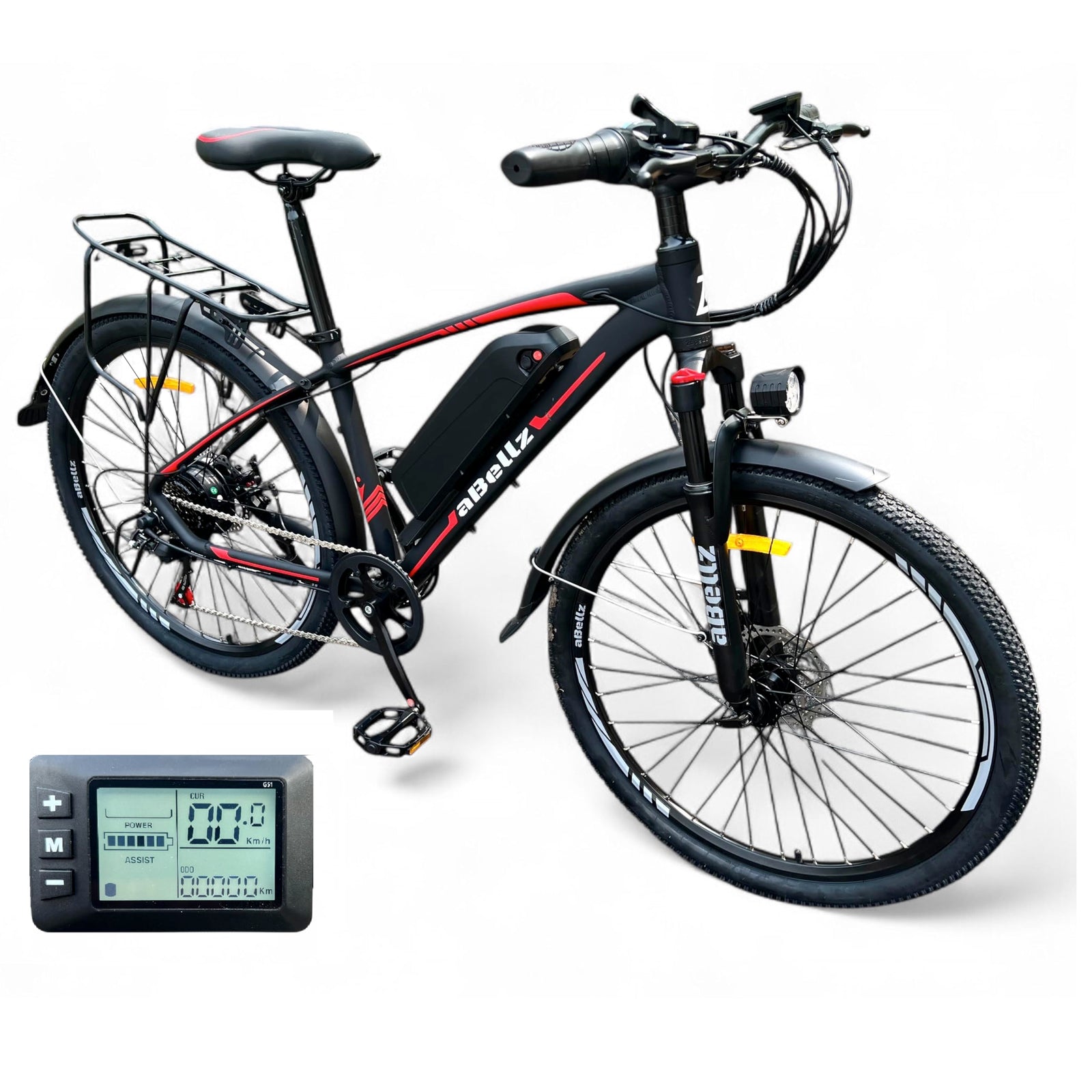 Abezil 350W electric bike full side profile — 26-inch wheels give a stable, familiar ride