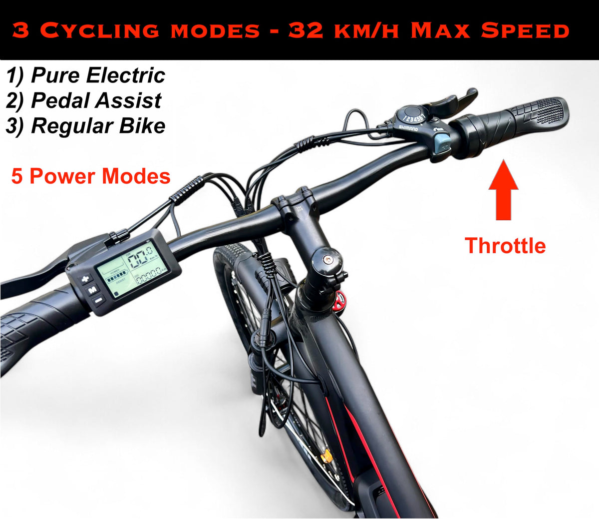 Abezil display panel showing speed, pedal-assist level, and battery indicator