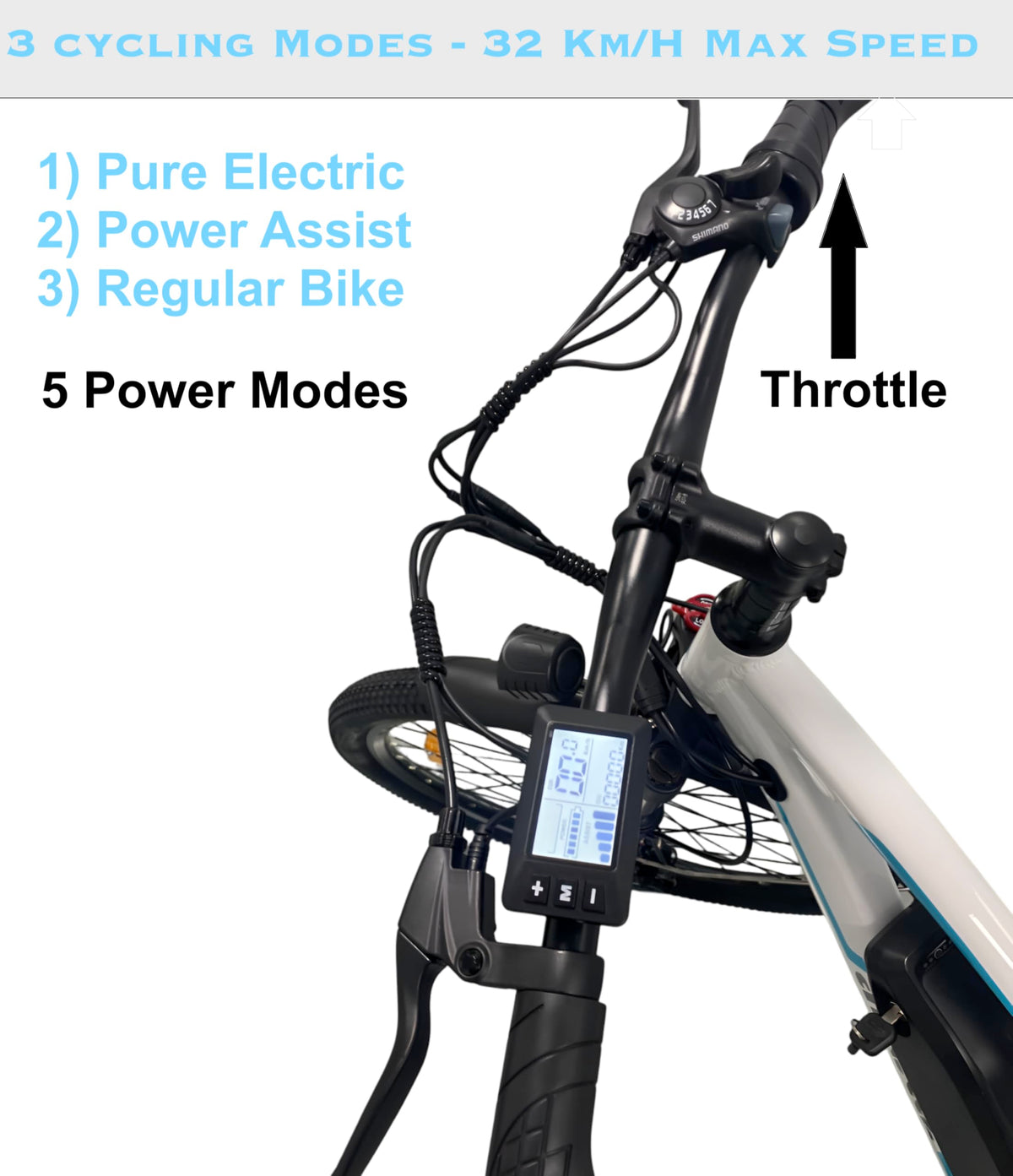 Removable battery pulled from the Abezil frame — charge at a desk without moving the bike