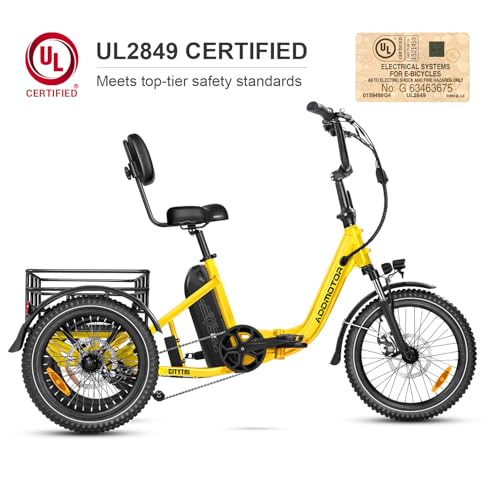View of Addmotor CityTri E-310 folding electric trike road-ready angle