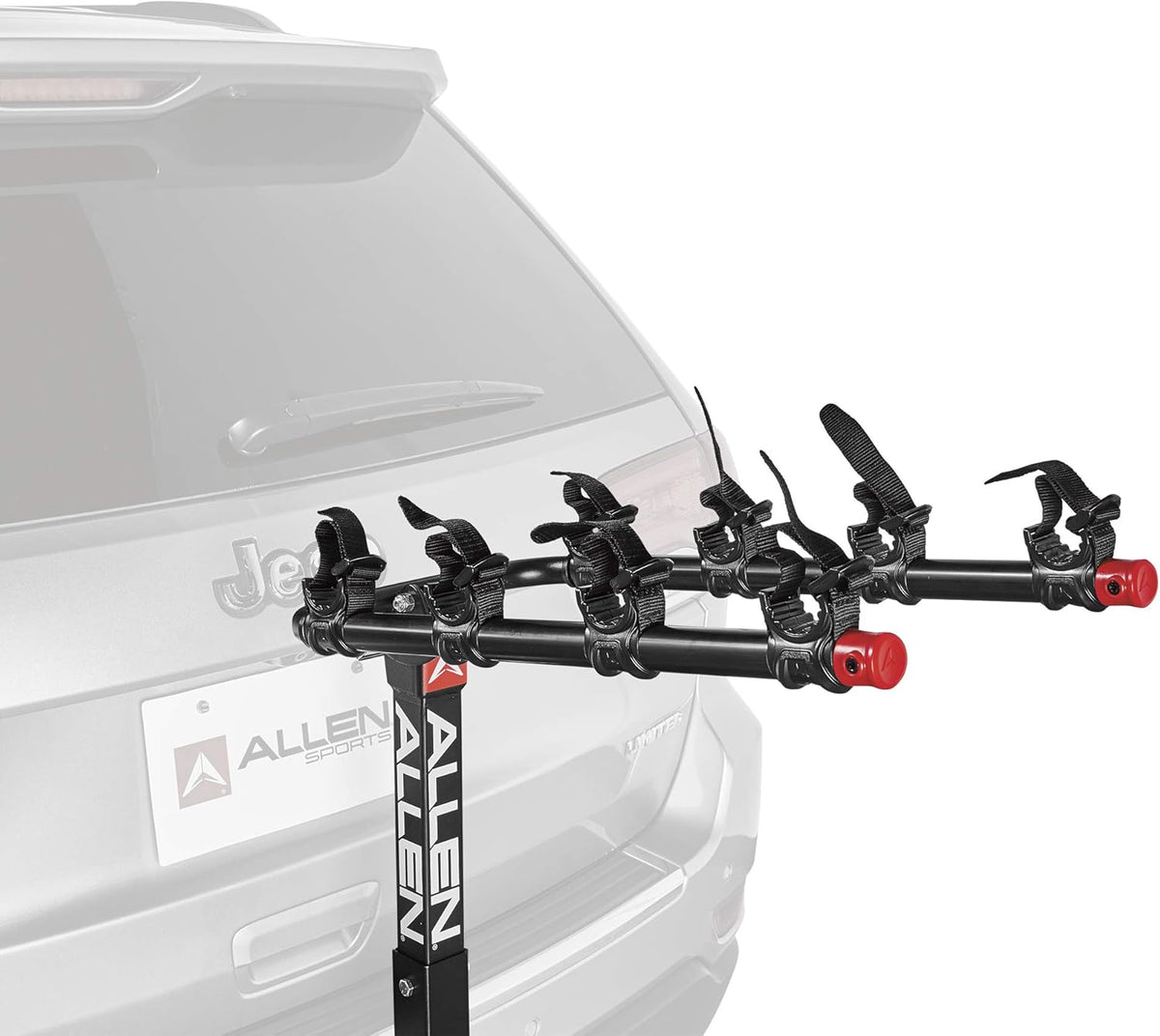 Allen Sports Deluxe 4-bike hitch mount rack loaded view Canada