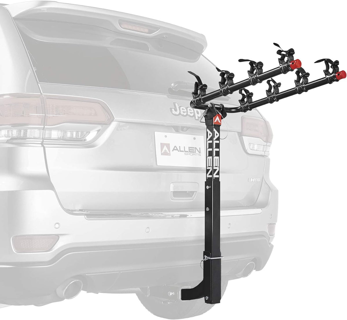 Allen Sports Deluxe 4-bike hitch mount rack tilt-back view Canada