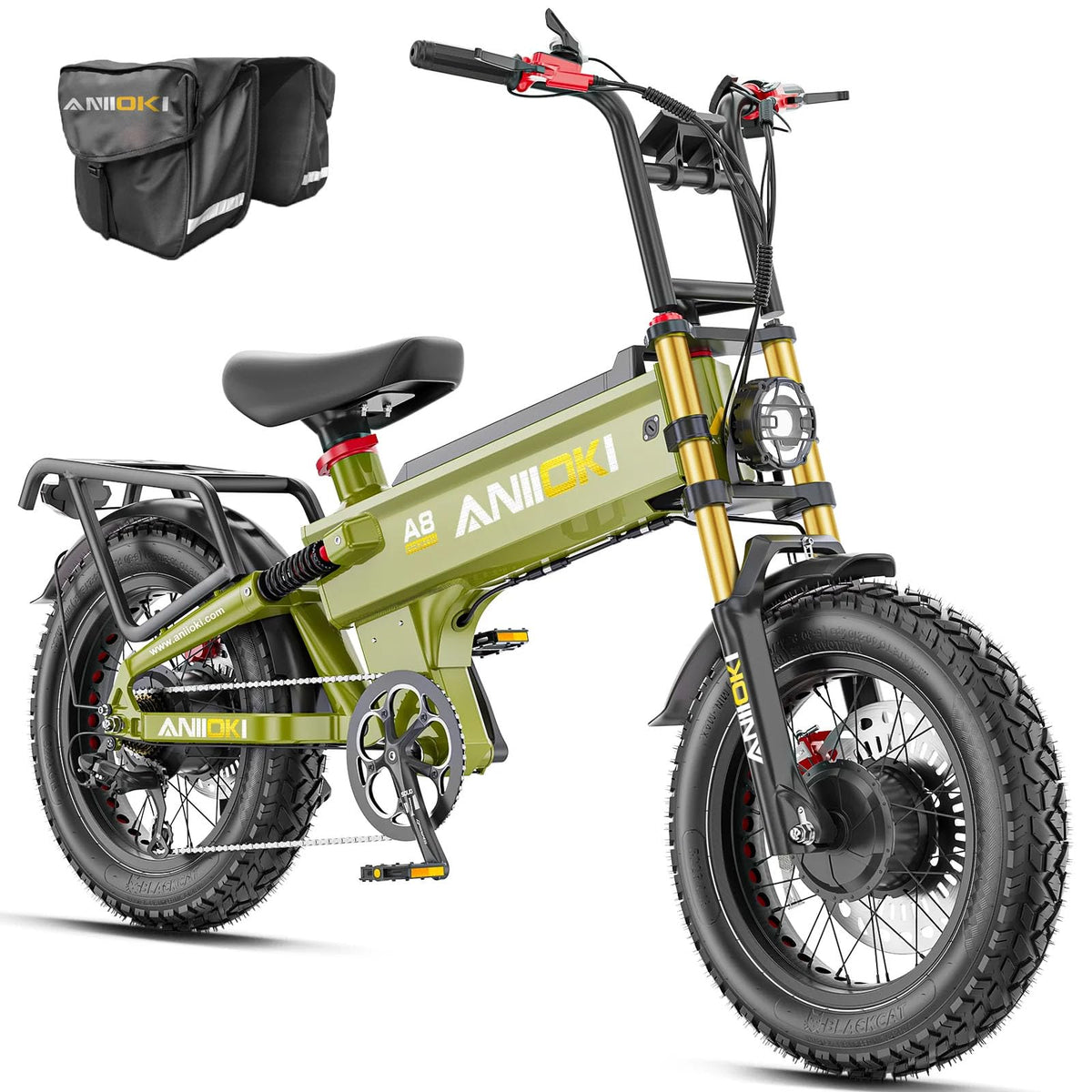 ANIIOKI A8 Pro Max dual-motor fat tire e-bike front three-quarter view