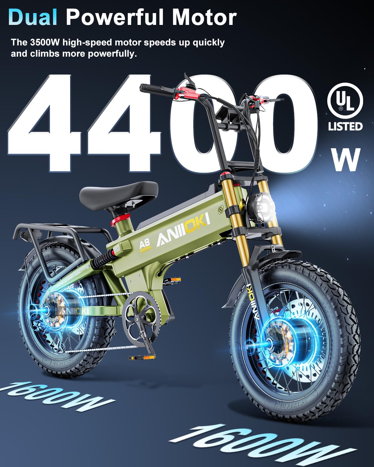 ANIIOKI A8 Pro Max dual-motor e-bike rear angle