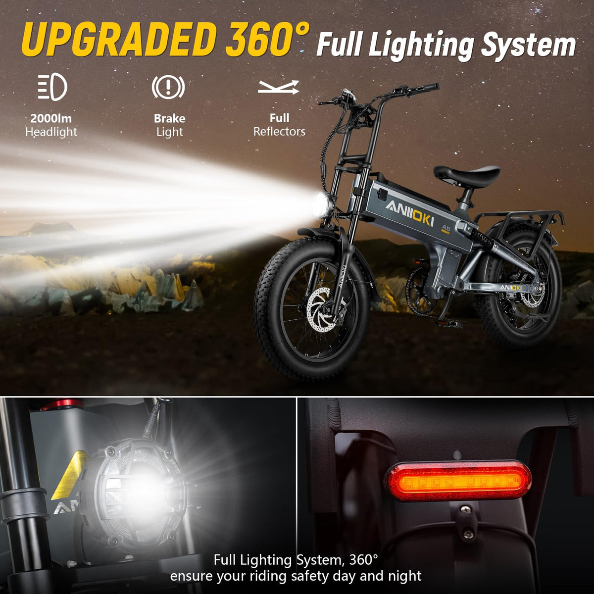 Aniioki A8 Pro Max front fork and suspension detail