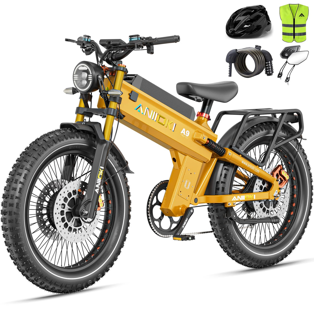 Aniioki A9 Pro Max electric bike in yellow