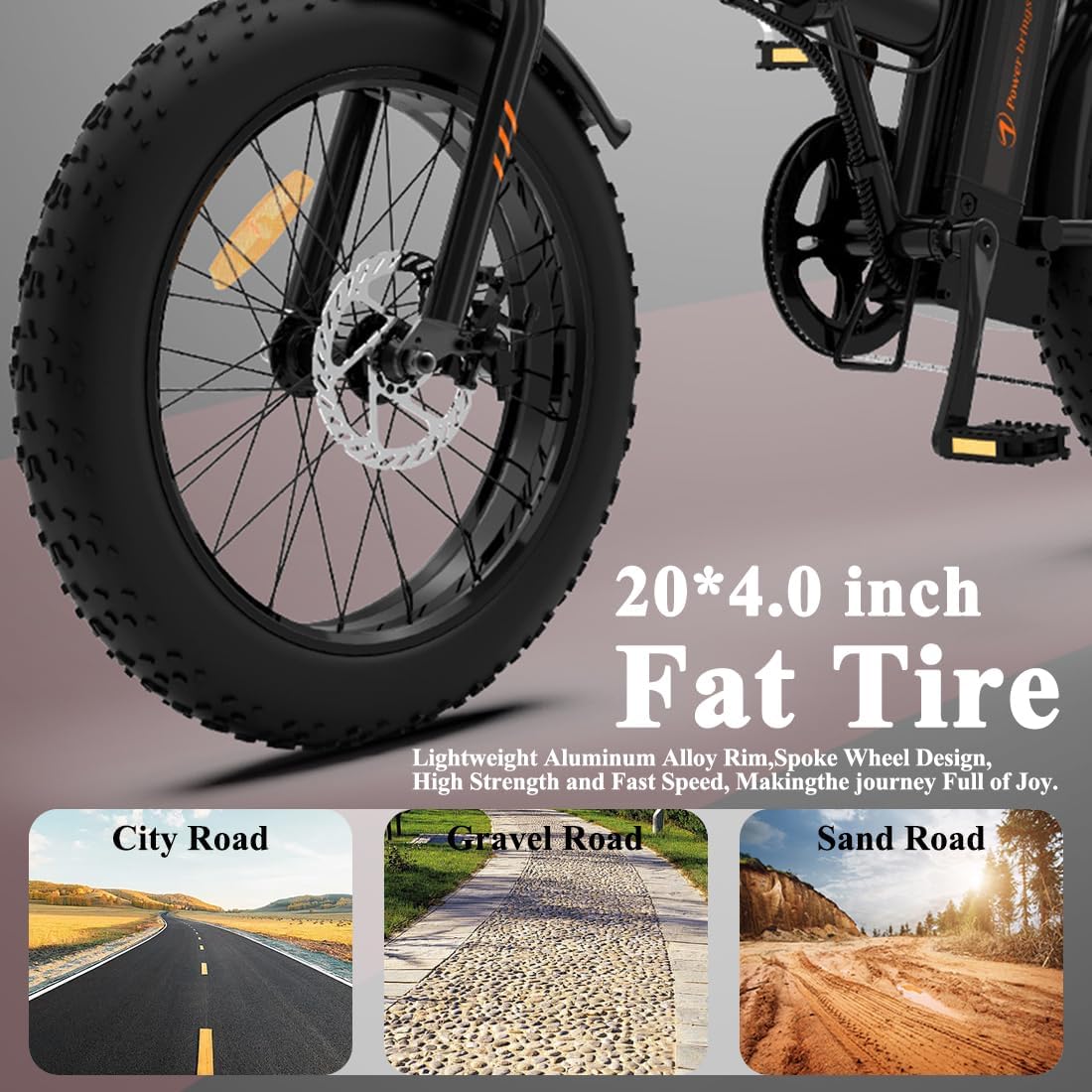 AOSTIRMOTOR folding fat tire e-bike battery view