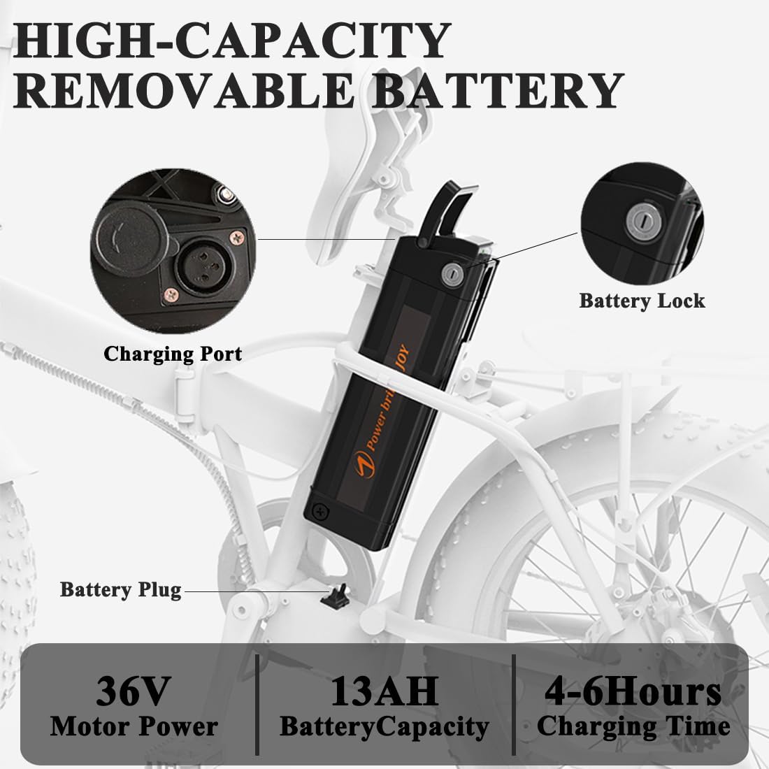 AOSTIRMOTOR folding fat tire e-bike folding frame detail