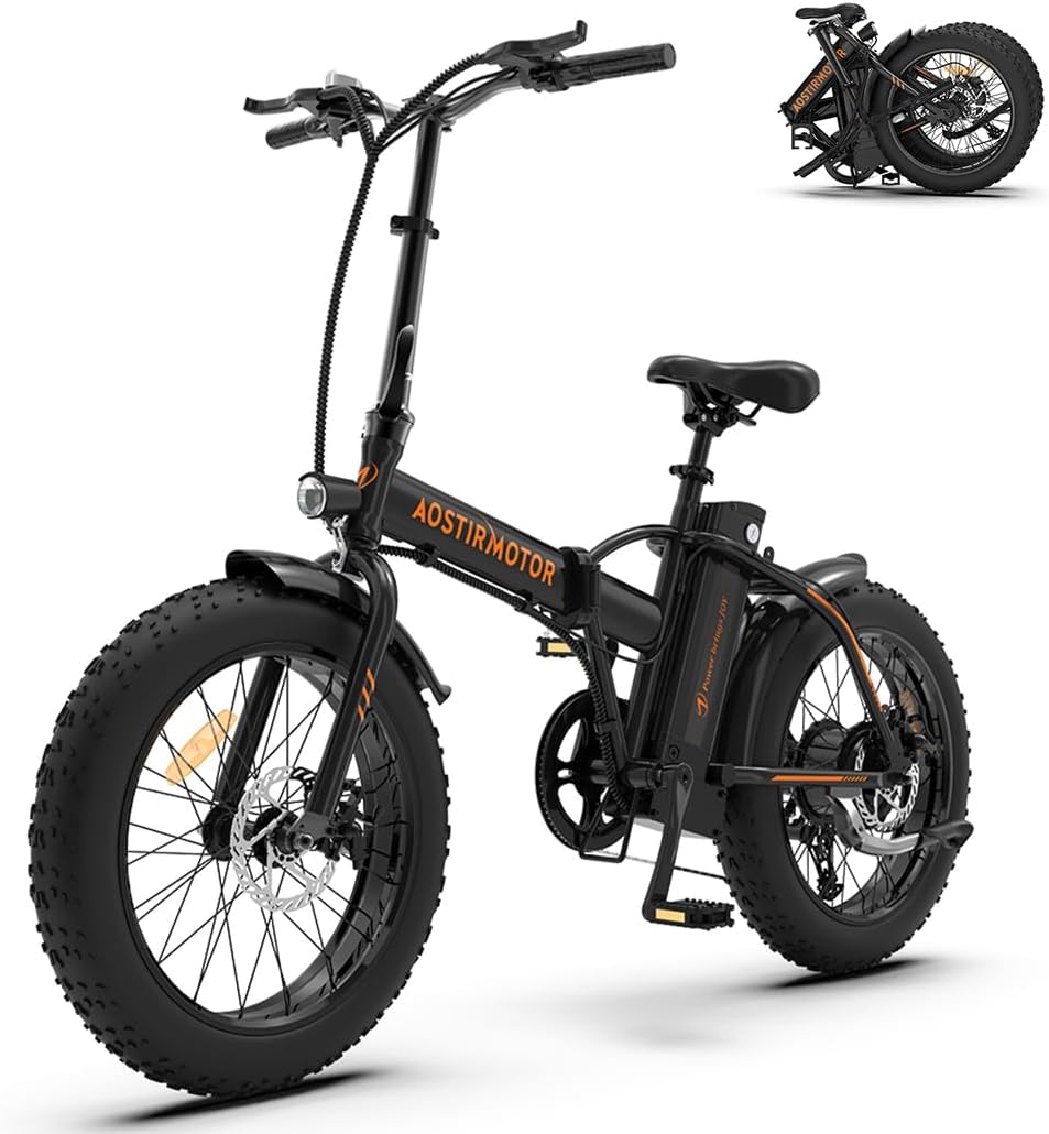 AOSTIRMOTOR folding fat tire e-bike left side