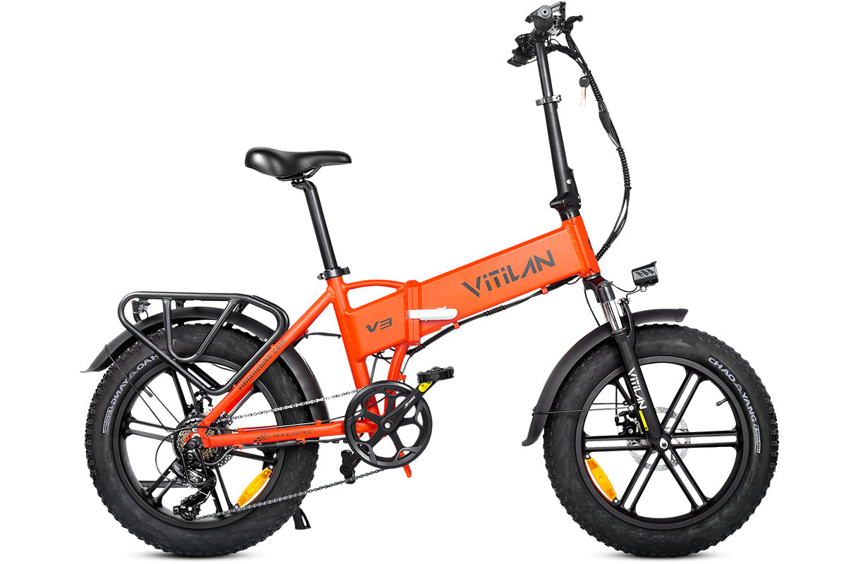 VITILAN V3 2.0 orange folding fat tire electric bike