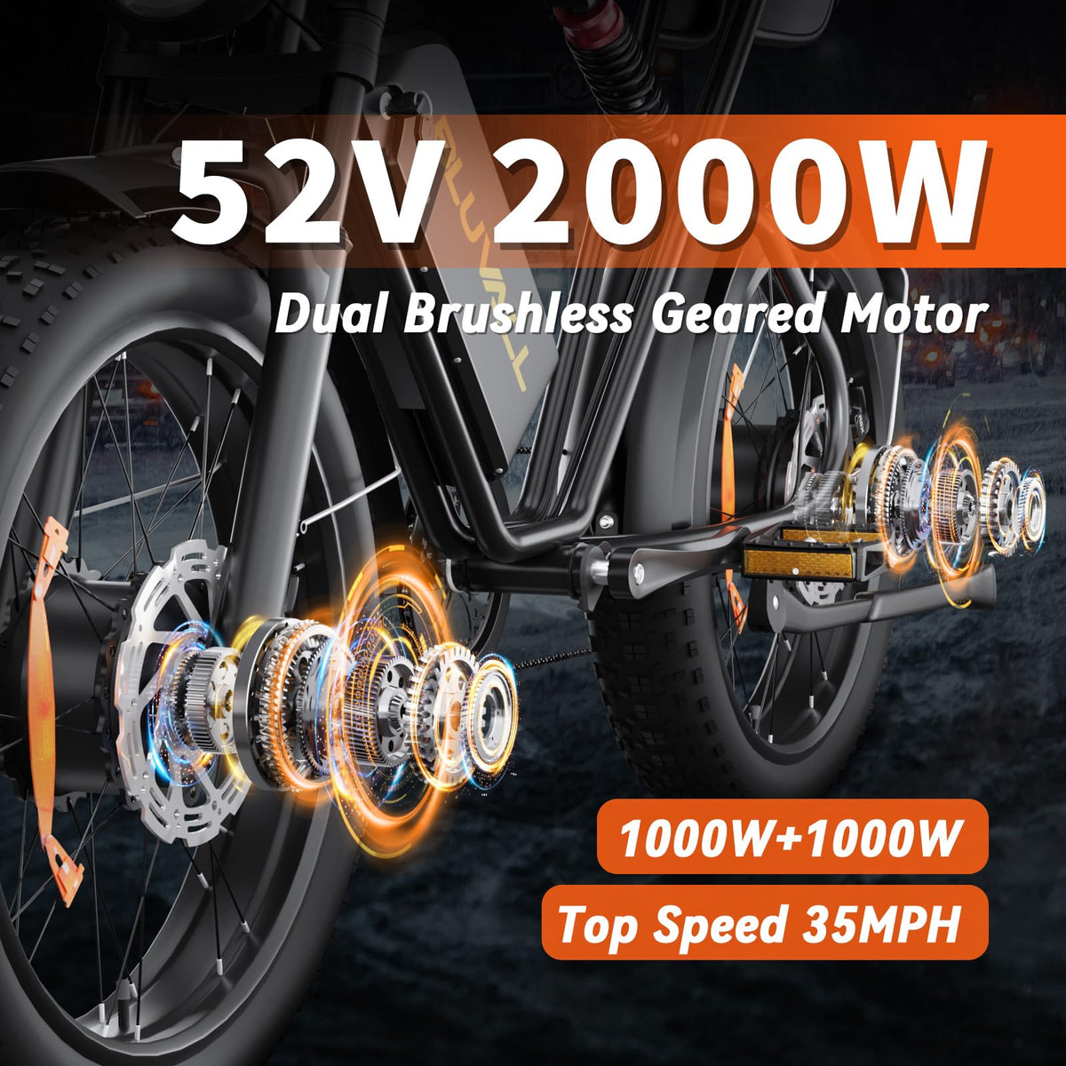 Bluvall K10 on a muddy trail — dual motor pushes through where one motor spins out