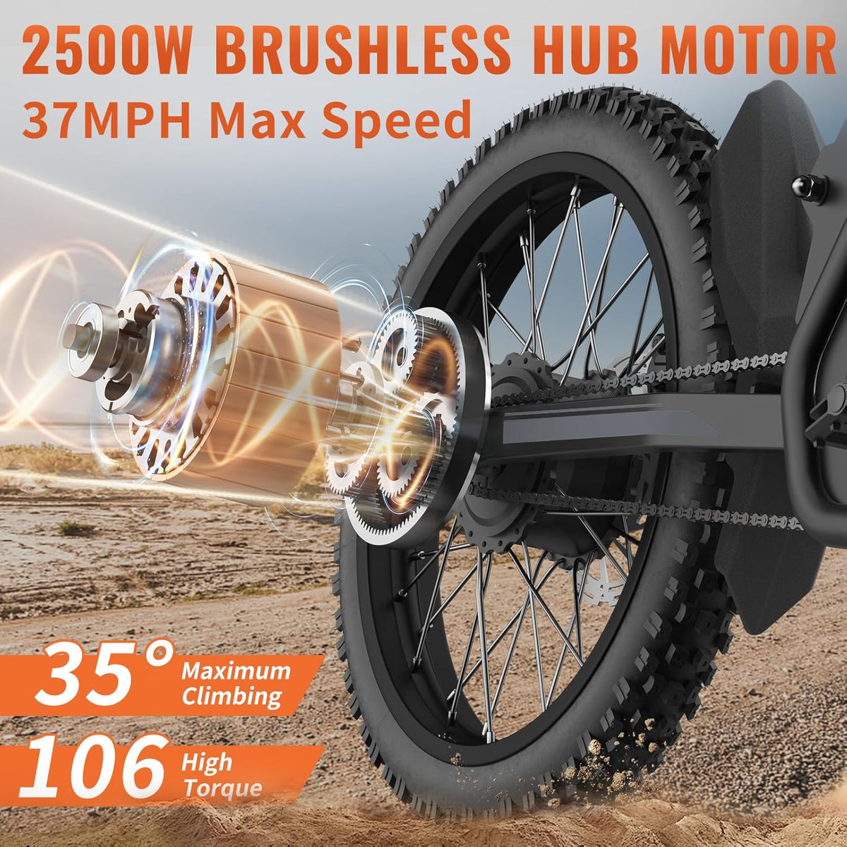 Rear hub motor and chain assembly on the Bootime Model X
