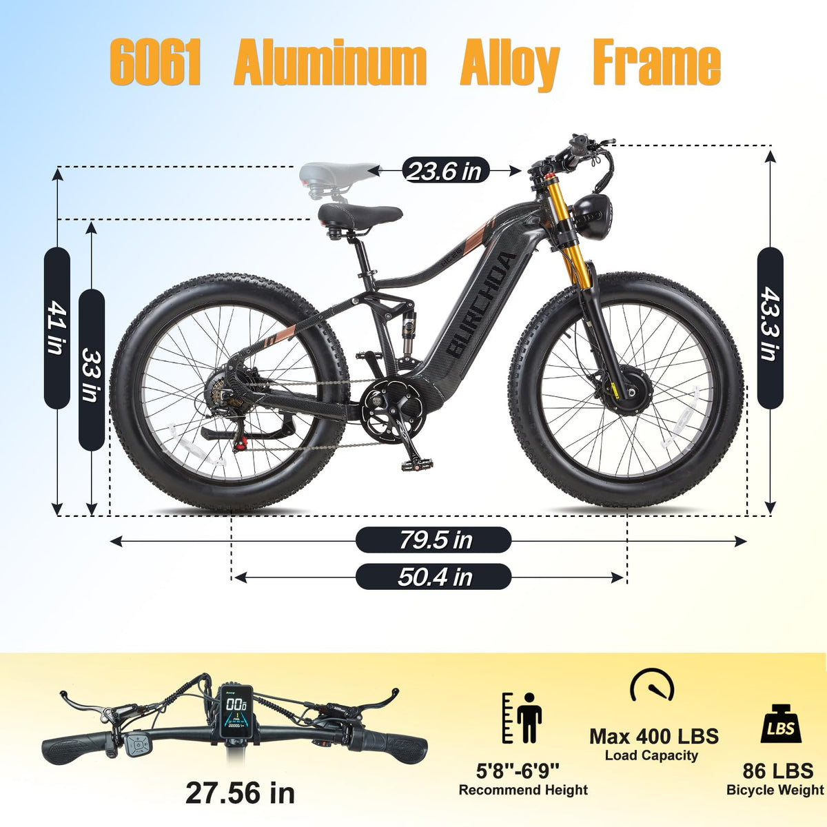 BURCHIN full suspension e-bike front close-up