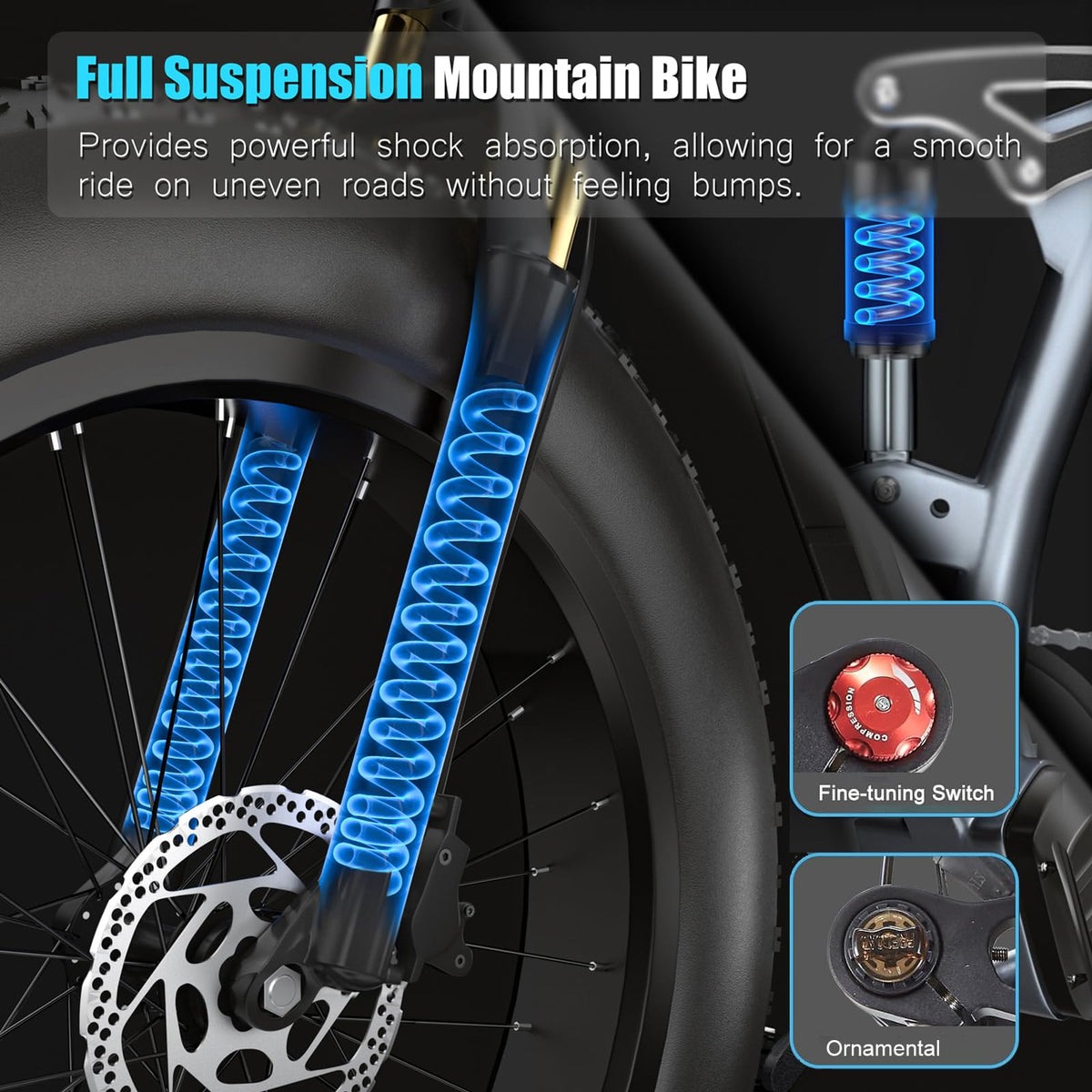 BURCHIN full suspension e-bike front three-quarter view