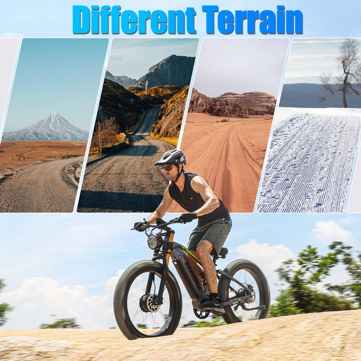 BURCHIN tyre sidewall showing tread width — wide contact patch grips loose dirt and gravel