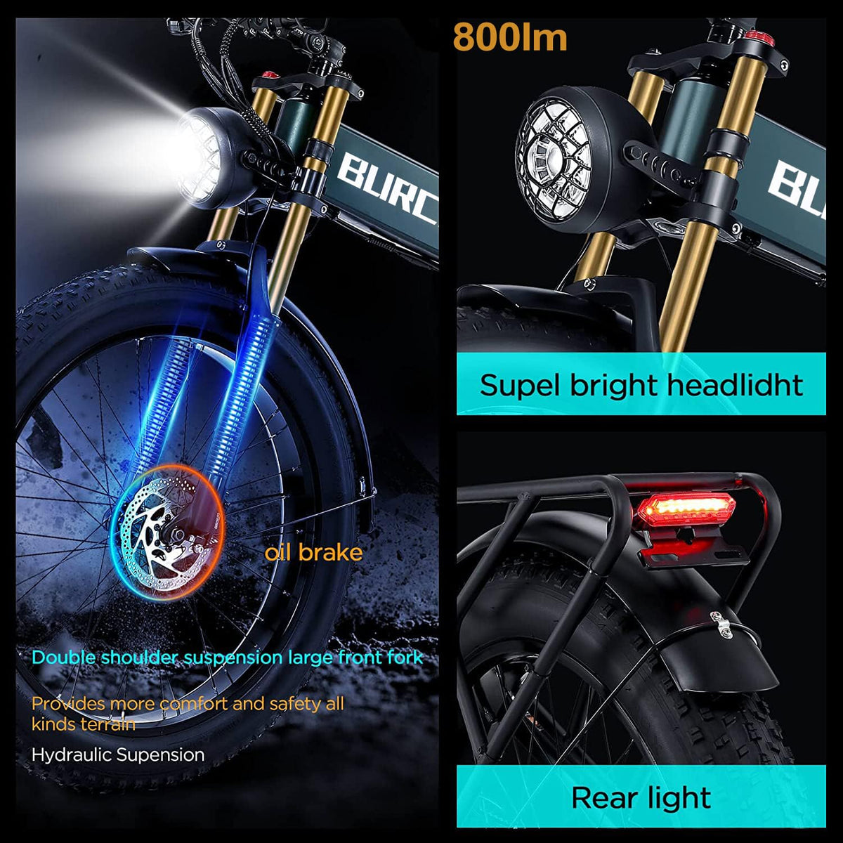 BURCHIN full suspension e-bike rear three-quarter view