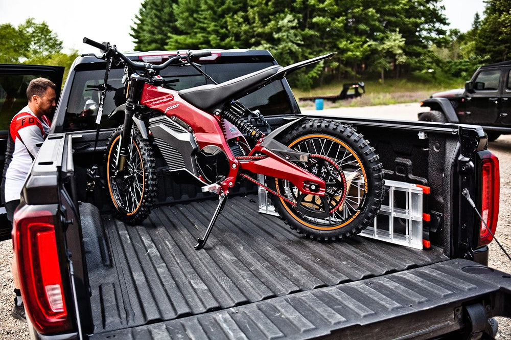 Caofen F80 Off-Road electric motorcycle Canada action image one