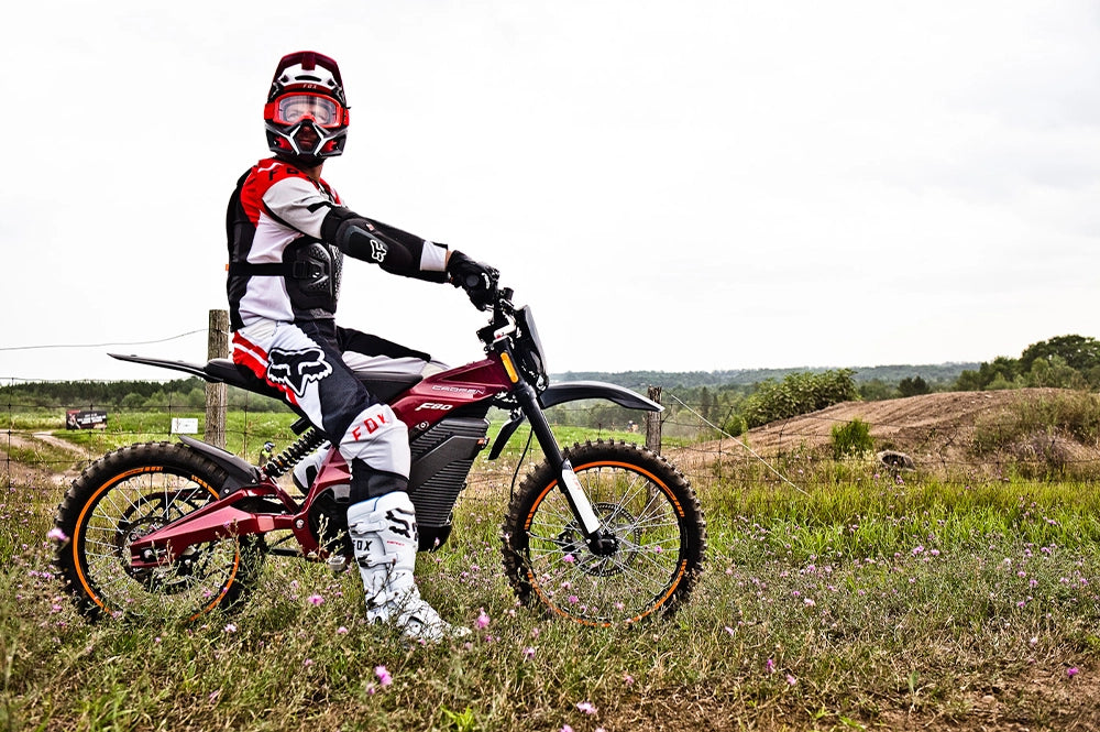 Caofen F80 Off-Road electric motorcycle Canada action image four