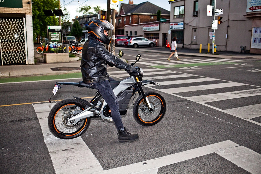 Caofen F80 On-Road electric motorcycle Canada lifestyle image three