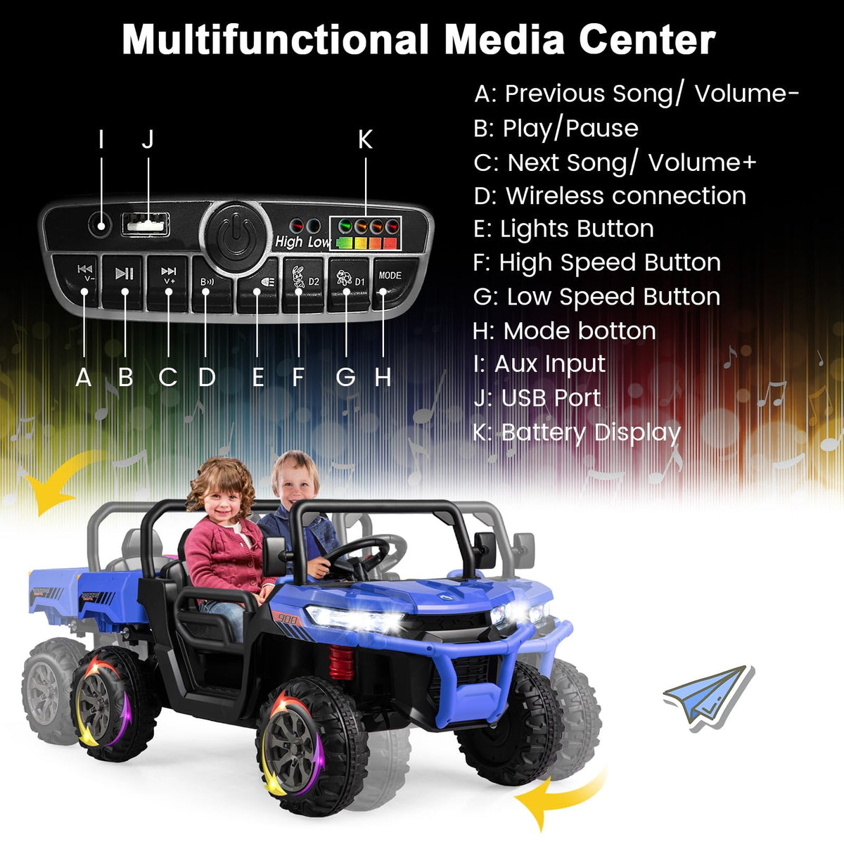 Costzon 2-seater ride-on car front quarter angle