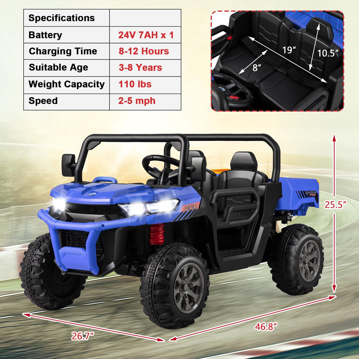 Costzon 2-seater ride-on car rear highlight