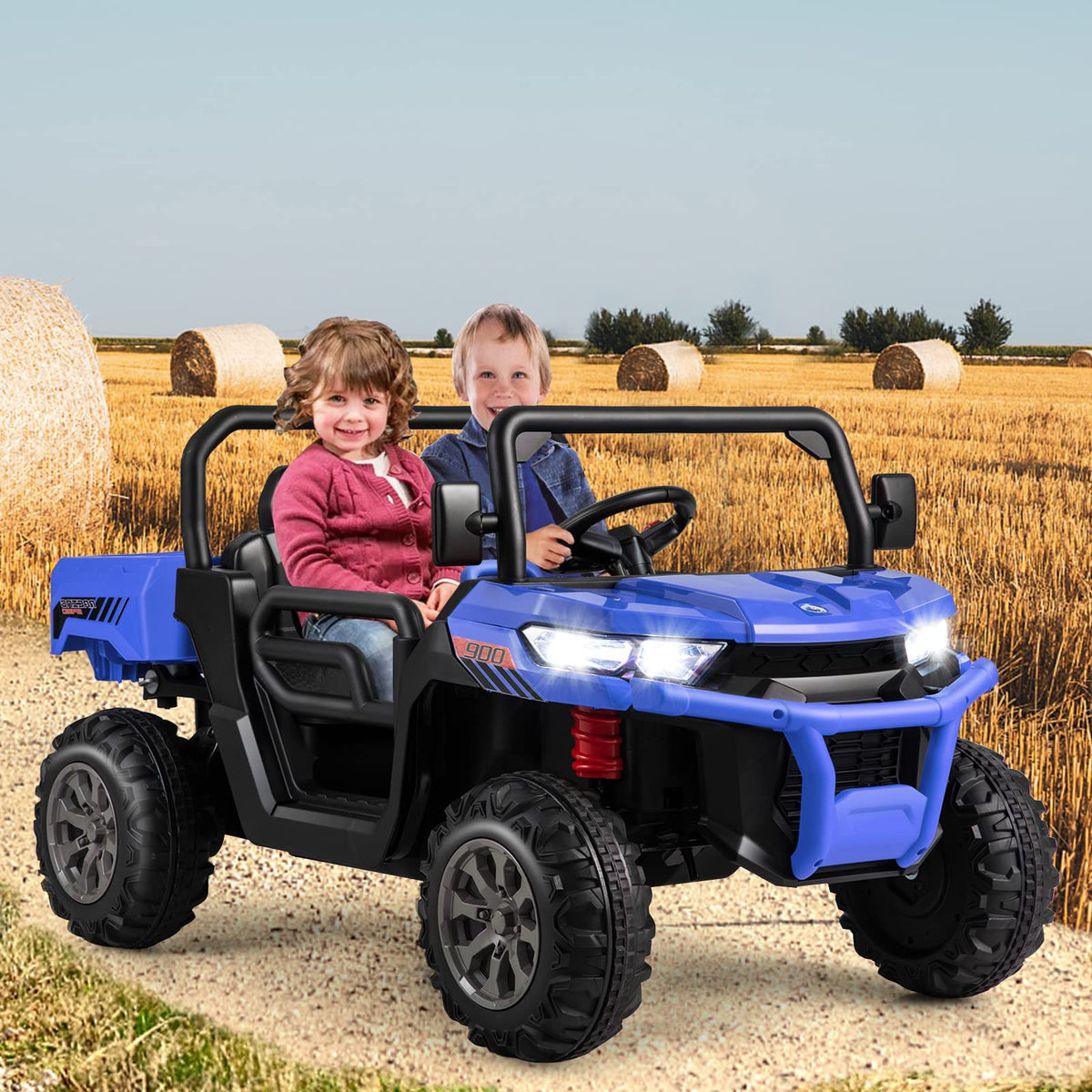 Costzon 2-seater ride-on car rear left angle