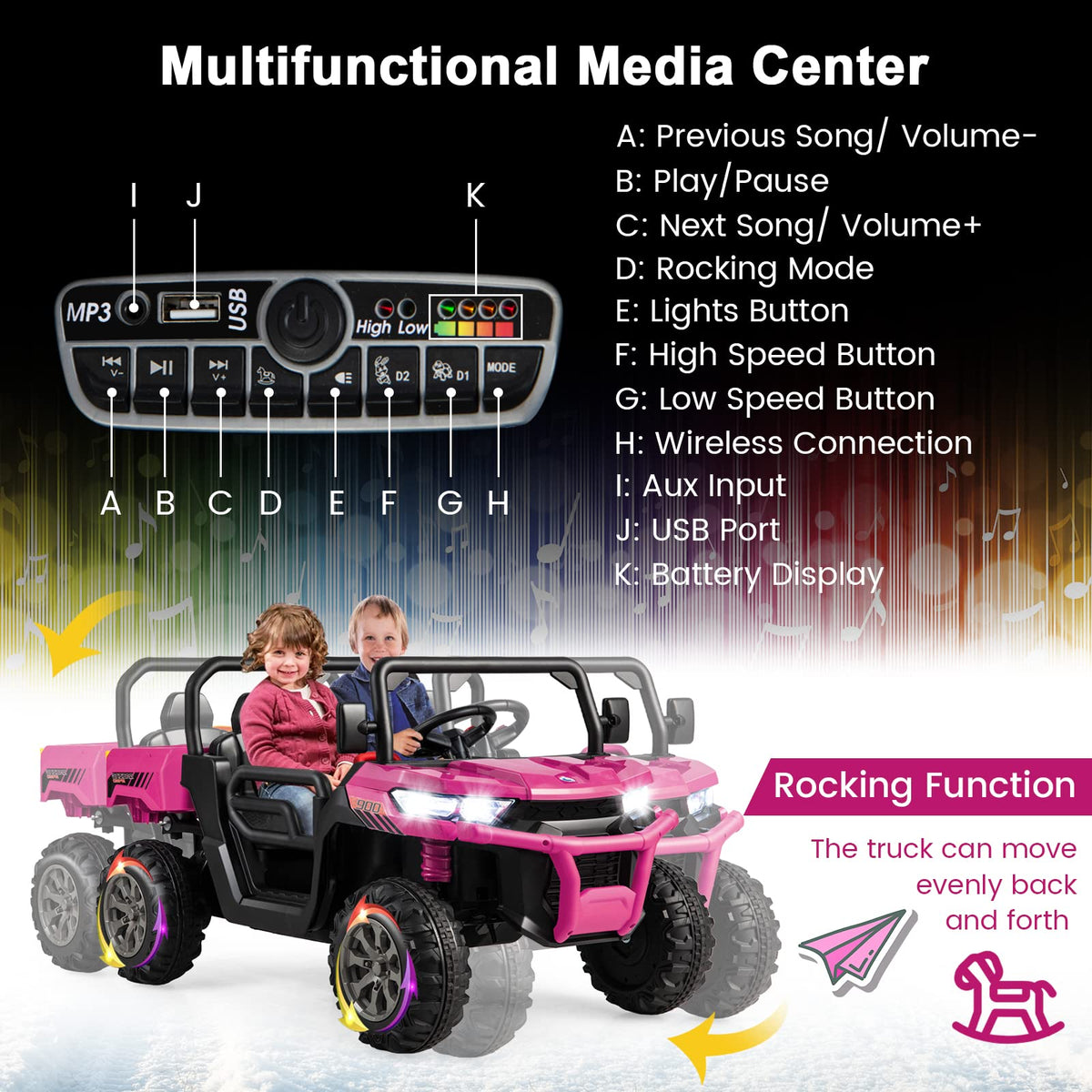 Costzon 2-seater ride-on car rear wheel and bumper detail