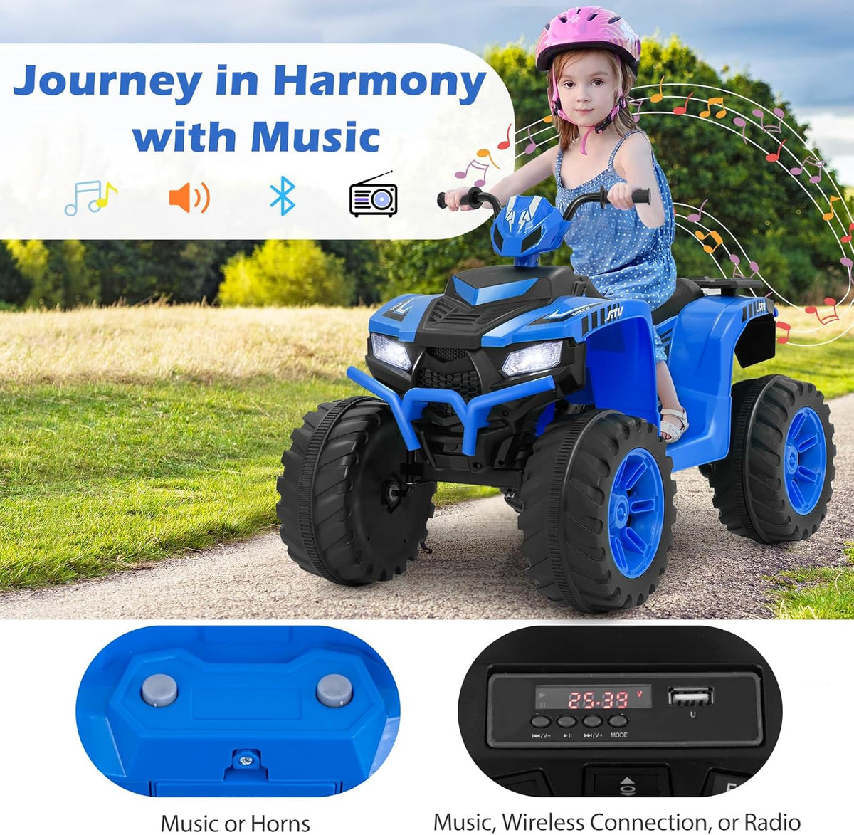 Costzon kids electric ATV Canada treaded tire detail