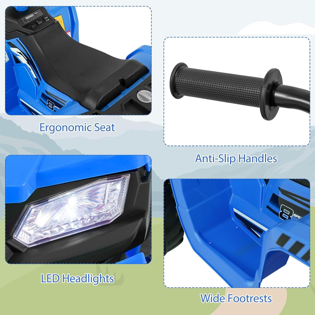 Costzon blue kids electric ATV Canada final angle