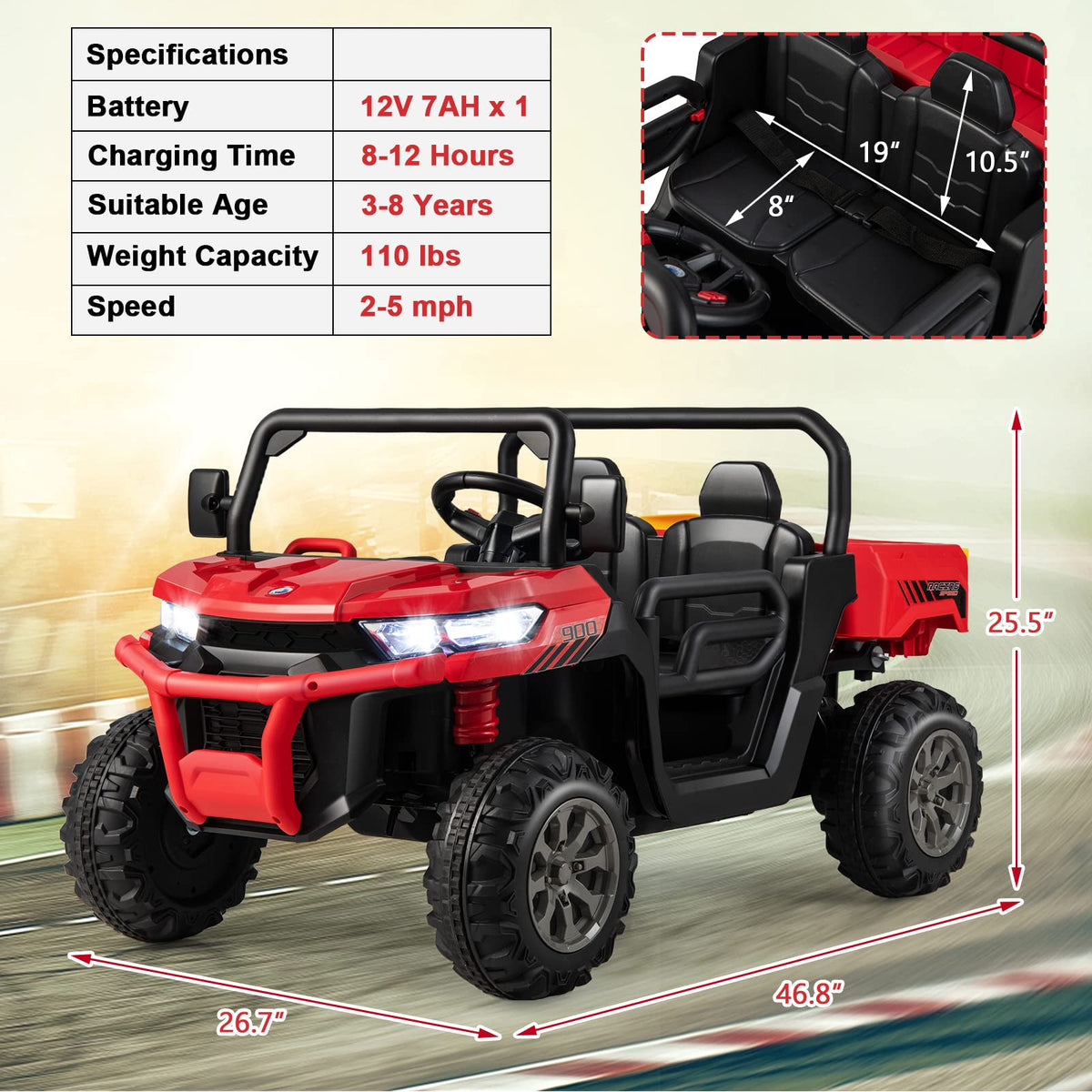 Costzon 24V kids ride-on side display
