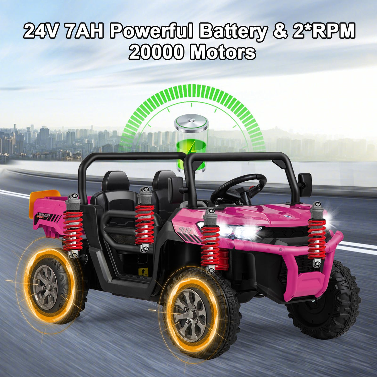 Costzon 24V ride-on car lights and grille view