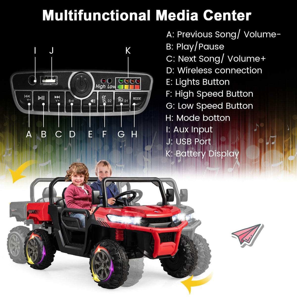 Costzon 24V ride-on car side step and door