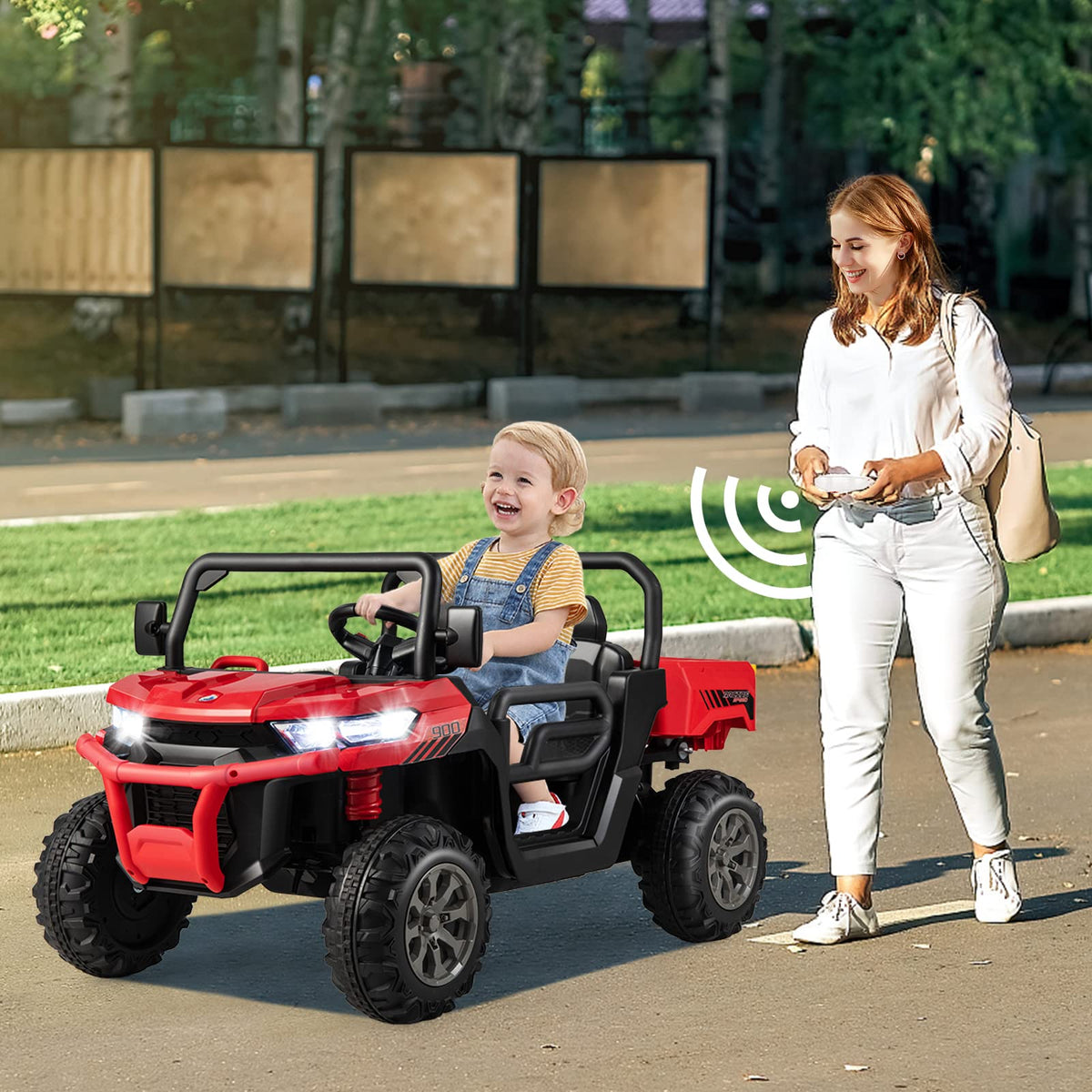 Costzon two-seat ride-on car cabin perspective