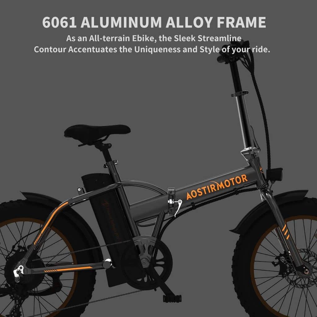6061 Aluminum Alloy Frame-AOSTIRMOTOR A20 Folding Fat Tire E-Bike - Street Rides