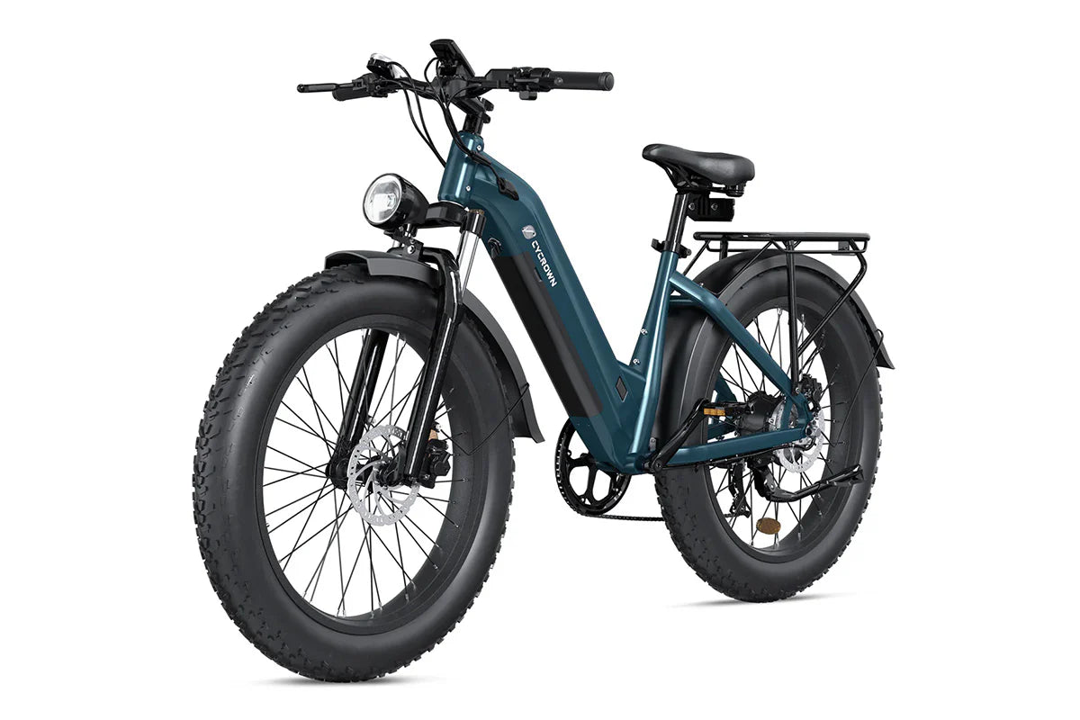CYCROWN CycVerve 1000W fat tire e-bike riding view