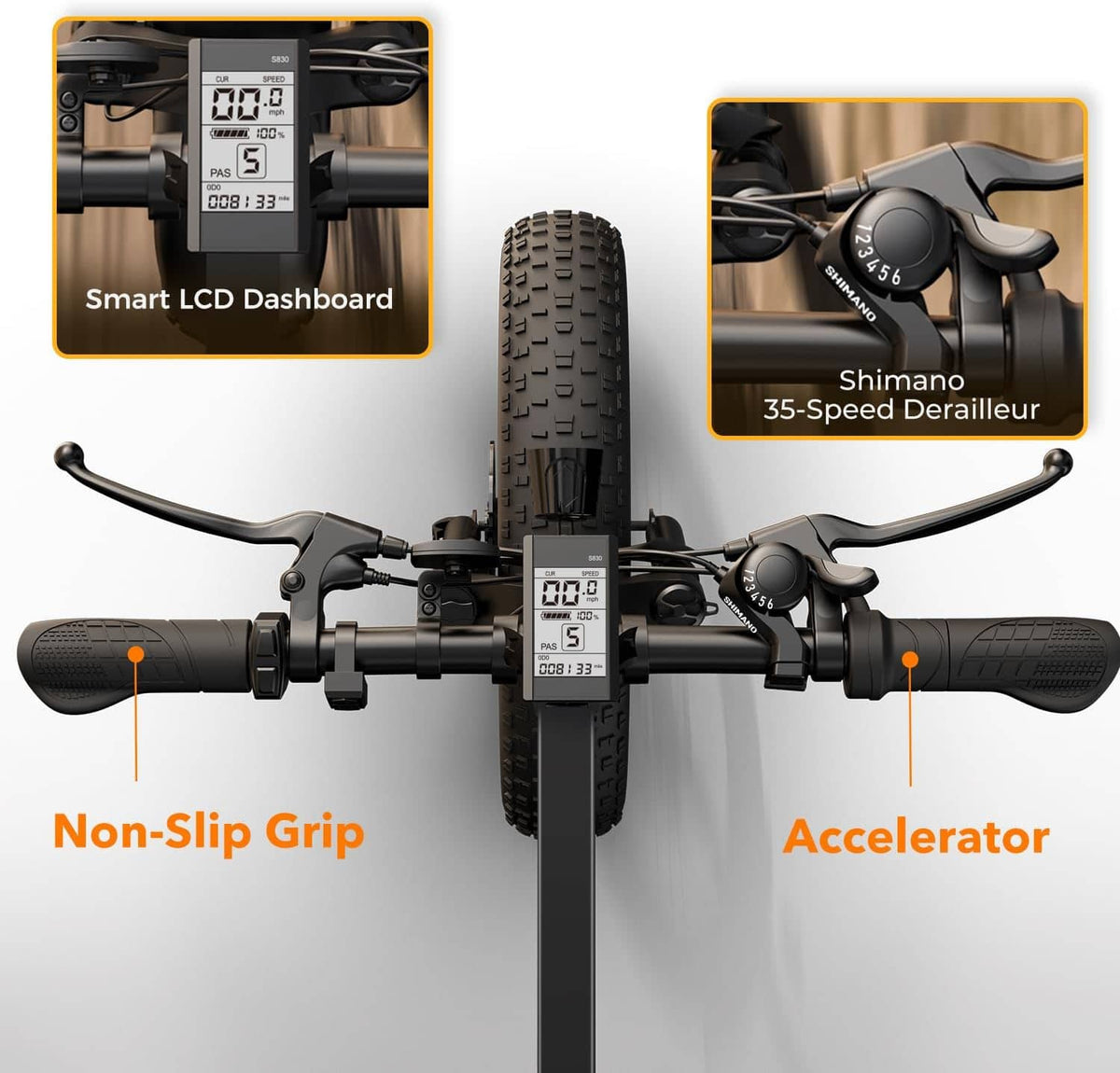 CYCROWN Knight handlebar display showing speed, battery level and assist mode