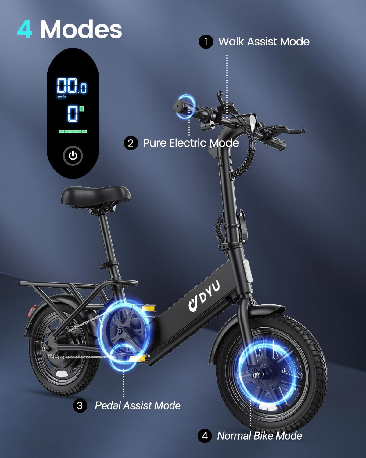 DYU D3F folding electric bike riding photo