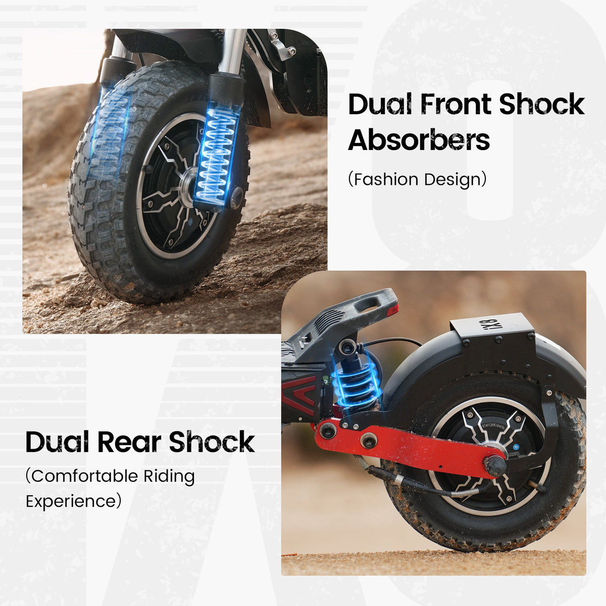 iScooter iX8 Canada dual suspension and tire detail