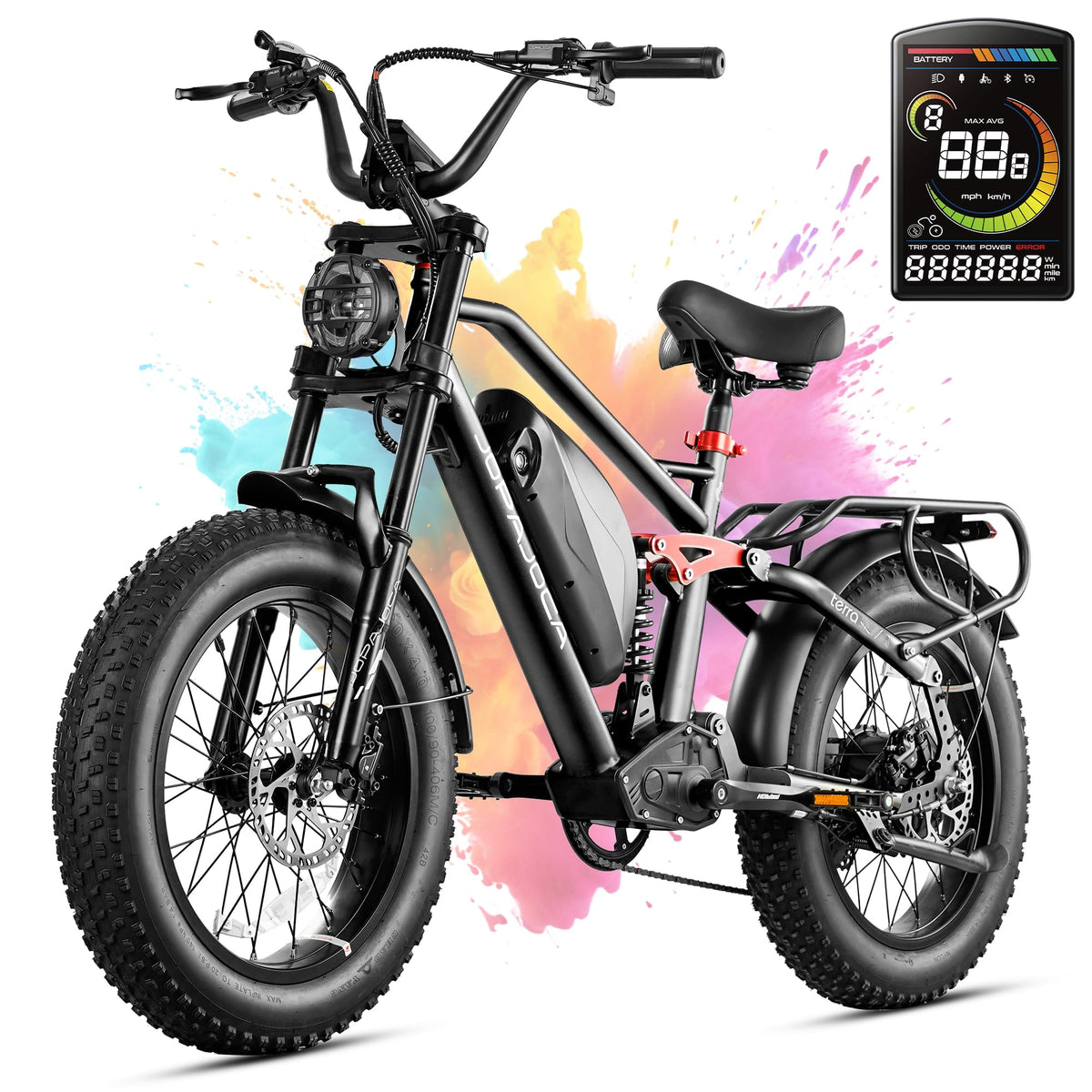 Close-up of Eahora Luna electric bike battery and frame detail