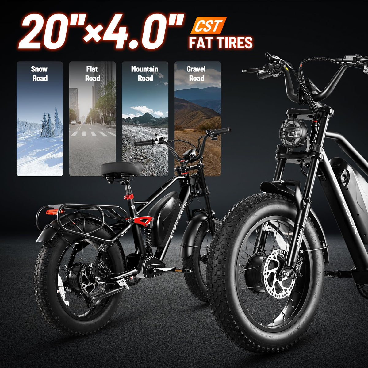 View of Eahora Luna electric bike outdoor riding scene